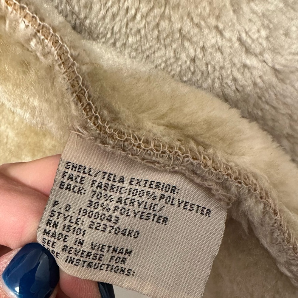 VTG Mulberry Street Coat Jacket S Faux Suede Soft Fur Lined Zip Hooded Camel - Picture 5 of 9